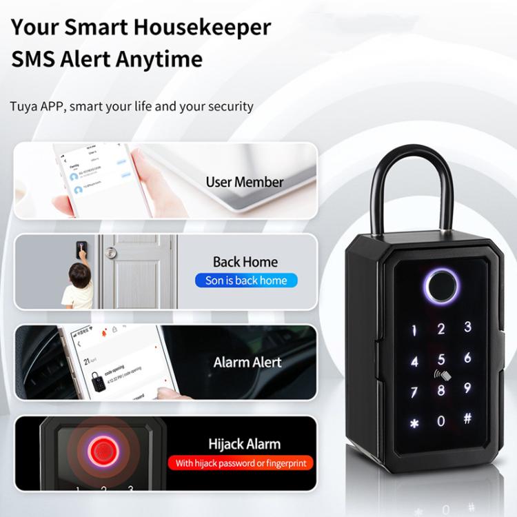 Smart Bluetooth Key Box Supports Fingerprint/APP/Password/IC Card Unlocking, Tuya App, TTLOCK App Smart Bluetooth Key Box Supports Fingerprint/APP/Password/IC Card Unlocking, Tuya App, TTLOCK App
